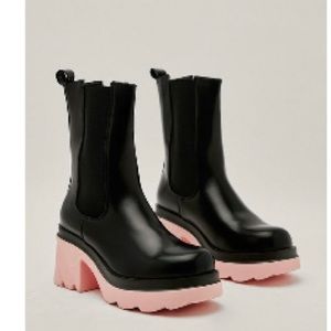 Nastygal black and pink heel boot size 7, worn once, like new.